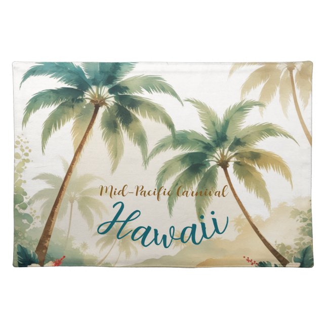 Vintage Style Hawaiian Travel Honolulu Cloth Placemat (Front)