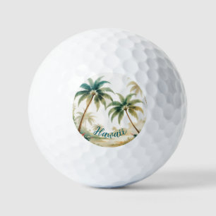 Vintage Style Hawaiian Travel Honolulu Golf Balls