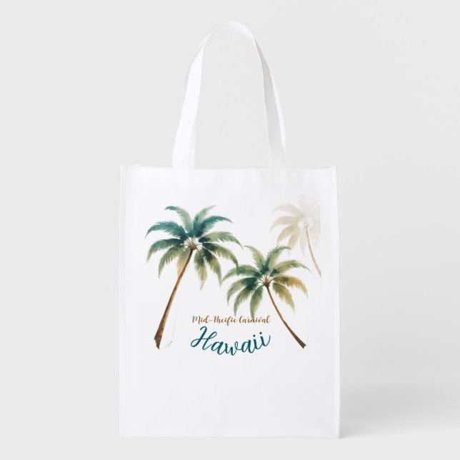 Vintage Style Hawaiian Travel Honolulu Grocery Bag (Front)