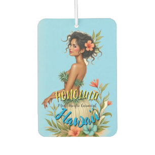 Vintage Style Hawaiian Travel Honolulu Hula Girl Air Freshener