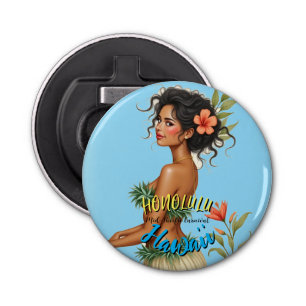Vintage Style Hawaiian Travel Honolulu Hula Girl Bottle Opener