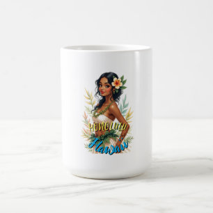 Vintage Style Hawaiian Travel Honolulu Hula Girl Coffee Mug