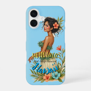 Vintage Style Hawaiian Travel Honolulu Hula Girl iPhone 16 Case
