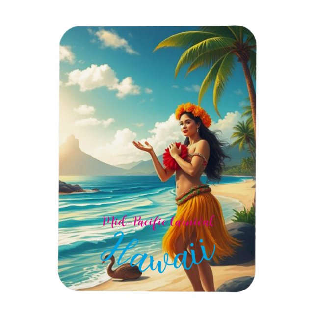 Vintage Style Hawaiian Travel Honolulu Hula Girl Magnet (Vertical)