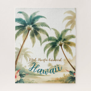 Vintage Style Hawaiian Travel Honolulu Jigsaw Puzzle