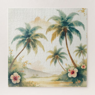 Vintage Style Hawaiian Travel Honolulu Jigsaw Puzzle