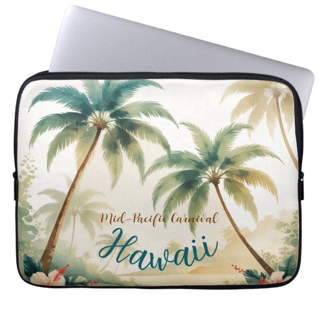 Vintage Style Hawaiian Travel Honolulu Laptop Sleeve (Front)