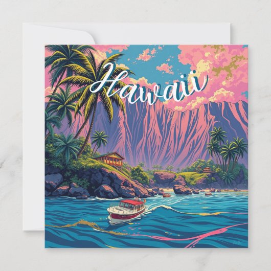 Vintage Style Hawaiian Travel Honolulu Mid-Pacific (Front)