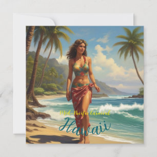 Vintage Style Hawaiian Travel Honolulu Mid-Pacific