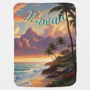Vintage Style Hawaiian Travel Honolulu Mid-Pacific Baby Blanket