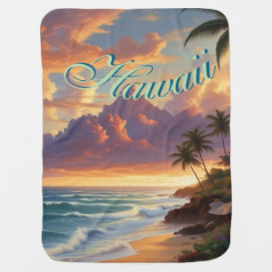 Vintage Style Hawaiian Travel Honolulu Mid-Pacific Baby Blanket