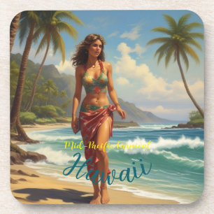 Vintage Style Hawaiian Travel Honolulu Mid-Pacific Beverage Coaster
