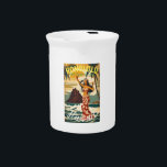 Vintage Style Hawaiian Travel Honolulu Mid-Pacific Beverage Pitcher<br><div class="desc">Hula Girl - Carnival - Aloha Honolulu Caribbean Travel Artworks - Vintage Hawaiian Advertisement</div>