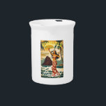 Vintage Style Hawaiian Travel Honolulu Mid-Pacific Beverage Pitcher<br><div class="desc">Hula Girl - Carnival - Aloha Honolulu Caribbean Travel Artworks - Vintage Hawaiian Advertisement</div>