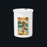 Vintage Style Hawaiian Travel Honolulu Mid-Pacific Beverage Pitcher<br><div class="desc">Hula Girl - Carnival - Aloha Honolulu Caribbean Travel Artworks - Vintage Hawaiian Advertisement</div>