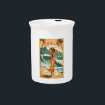 Vintage Style Hawaiian Travel Honolulu Mid-Pacific Beverage Pitcher<br><div class="desc">Hula Girl - Carnival - Aloha Honolulu Caribbean Travel Artworks - Vintage Hawaiian Advertisement</div>
