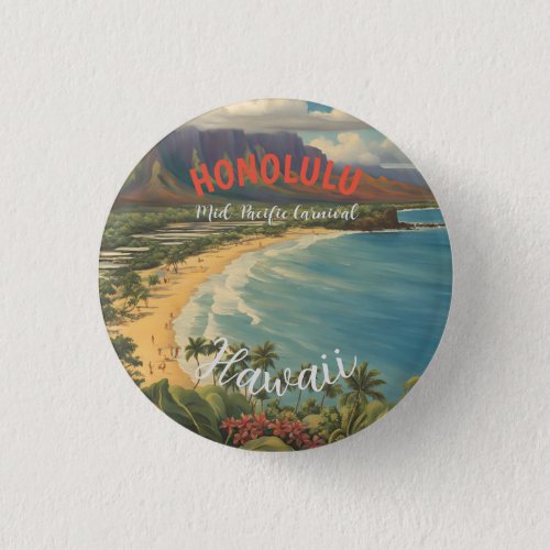 Vintage Style Hawaiian Travel Honolulu Mid_Pacific Button