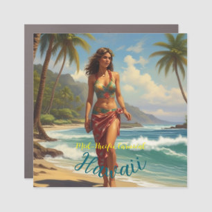 Vintage Style Hawaiian Travel Honolulu Mid-Pacific Car Magnet