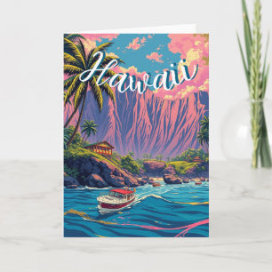 Vintage Style Hawaiian Travel Honolulu Mid-Pacific Card