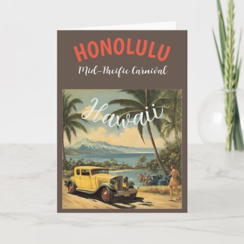 Vintage Style Hawaiian Travel Honolulu Mid_Pacific Card