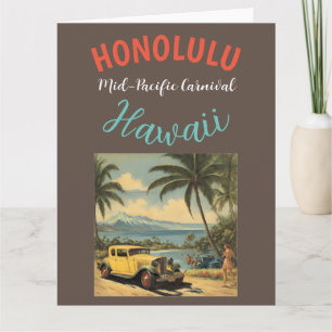 Vintage Style Hawaiian Travel Honolulu Mid-Pacific Card