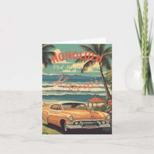 Vintage Style Hawaiian Travel Honolulu Mid-Pacific Card