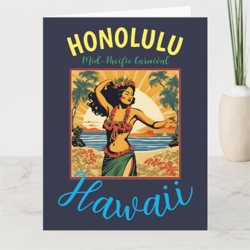 Vintage Style Hawaiian Travel Honolulu Mid_Pacific Card