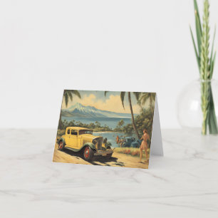 Vintage Style Hawaiian Travel Honolulu Mid-Pacific Card