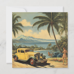 Vintage Style Hawaiian Travel Honolulu Mid-Pacific Card