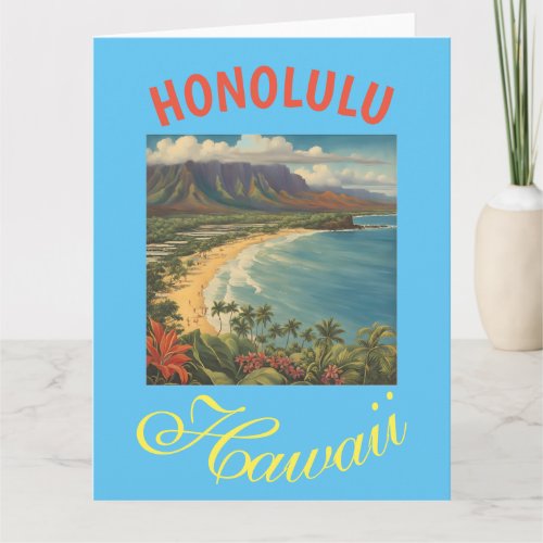 Vintage Style Hawaiian Travel Honolulu Mid_Pacific Card