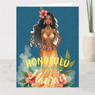 Vintage Style Hawaiian Travel Honolulu Mid-Pacific Card