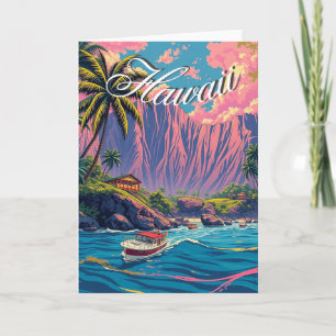Vintage Style Hawaiian Travel Honolulu Mid-Pacific Card