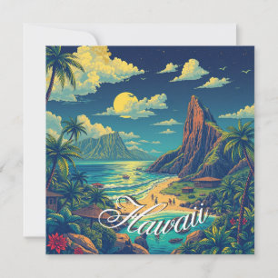 Vintage Style Hawaiian Travel Honolulu Mid-Pacific Card