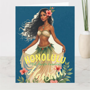 Vintage Style Hawaiian Travel Honolulu Mid-Pacific Card