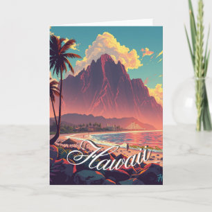 Vintage Style Hawaiian Travel Honolulu Mid-Pacific Card