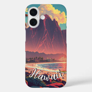 Vintage Style Hawaiian Travel Honolulu Mid-Pacific iPhone 16 Case