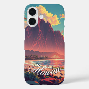 Vintage Style Hawaiian Travel Honolulu Mid-Pacific iPhone 16 Case