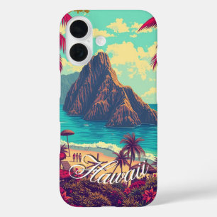 Vintage Style Hawaiian Travel Honolulu Mid-Pacific iPhone 16 Case