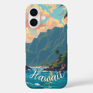 Vintage Style Hawaiian Travel Honolulu Mid-Pacific iPhone 16 Case