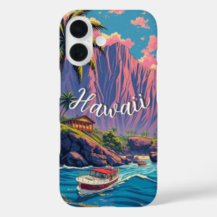 Vintage Style Hawaiian Travel Honolulu Mid-Pacific iPhone 16 Case