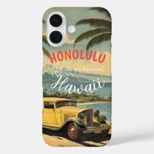 Vintage Style Hawaiian Travel Honolulu Mid-Pacific iPhone 16 Case