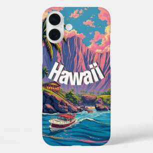 Vintage Style Hawaiian Travel Honolulu Mid-Pacific iPhone 16 Plus Case