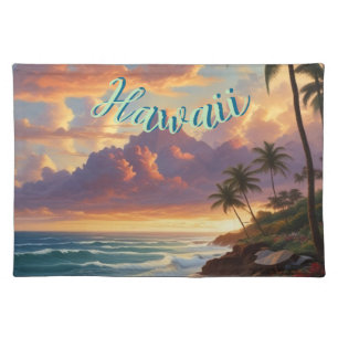 Vintage Style Hawaiian Travel Honolulu Mid-Pacific Cloth Placemat