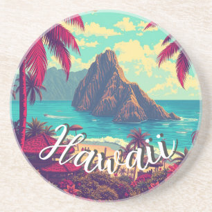 Vintage Style Hawaiian Travel Honolulu Mid-Pacific Coaster