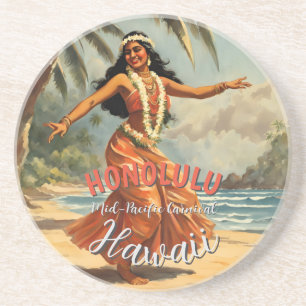Vintage Style Hawaiian Travel Honolulu Mid-Pacific Coaster