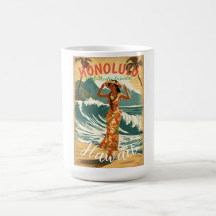 Vintage Style Hawaiian Travel Honolulu Mid-Pacific Coffee Mug