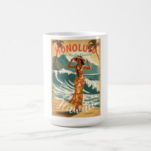 Vintage Style Hawaiian Travel Honolulu Mid_Pacific Coffee Mug