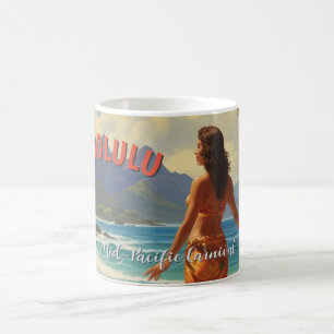 Vintage Style Hawaiian Travel Honolulu Mid-Pacific Coffee Mug