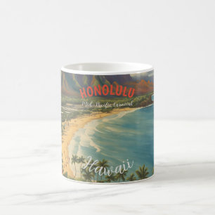 Vintage Style Hawaiian Travel Honolulu Mid-Pacific Coffee Mug