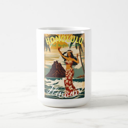 Vintage Style Hawaiian Travel Honolulu Mid_Pacific Coffee Mug